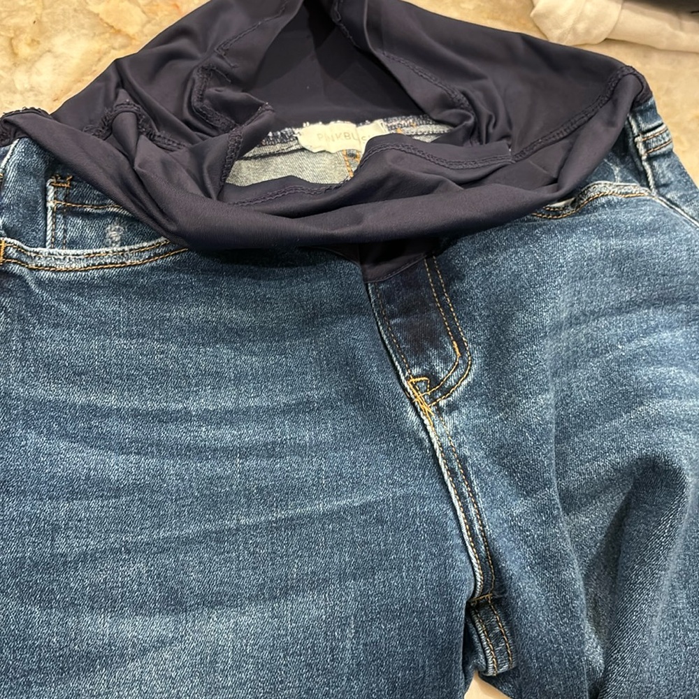 Pink blush, maternity jeans